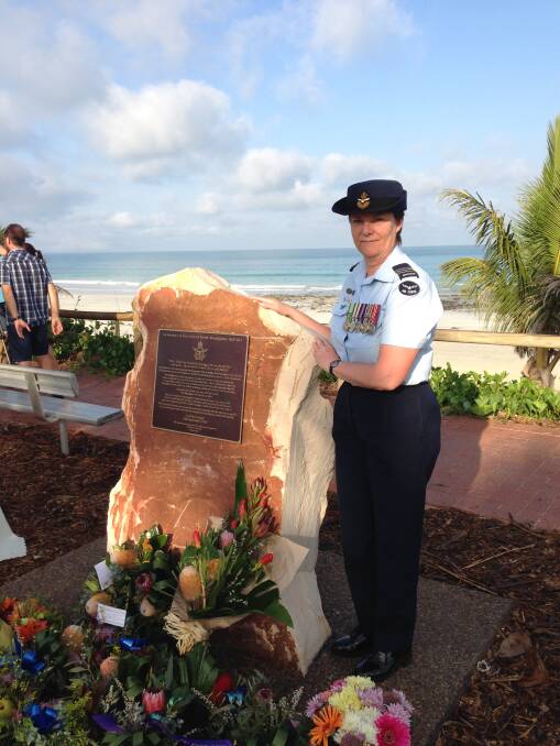 MEMORIAL: Wing Commander Joe Elkington delivered a squadron commander's address at a service commemorating 70 years since the crash of a RAAF Beaufighter off Broome.