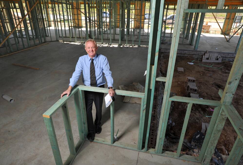 CONSTRUCTIVE: Richard Fitzpatrick in a 92-placed childcare centre that is being built in Boorooma. The new suburb is growing and starting to attract services. Picture: Michael Frogley