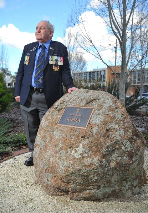 LEST WE FORGET: Harry Edmonds at the Korean War memorial. Picture: Kieren L Tilly