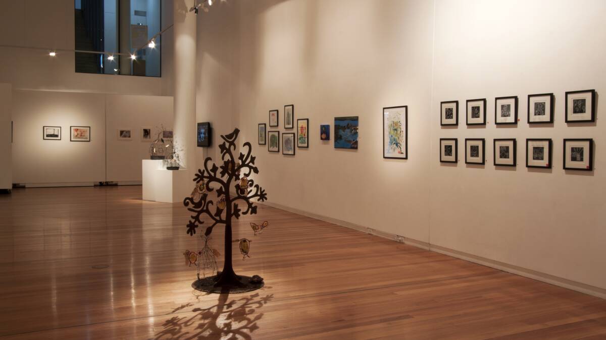 A glimpse of a few of the works on display in Art to Crow About in the Links Gallery.