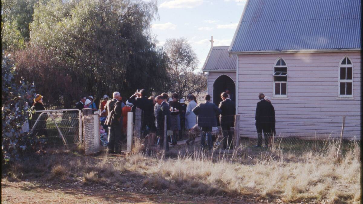 After the last service held at St Matthew’s Anglican Church, Pikedale, August 19, 1971 [image courtesy of June Dietrich].