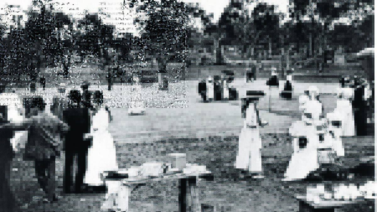 A social game of tennis at the Brucedale tennis courts in 1908. 
Tennis was played in Wagga from the 1880s. Wagga Lawn Tennis Club was officially opened on May 11, 1889. Brucedale Tennis Club was formed in the late 1890s. The Lake Albert Tennis Club was established about the same time and the Half Holiday (later Raceview), North Wagga and Uranquinty Club in the early 1900s. Brucedale Club’s first courts were located on a reserve about five kilometres north of the current Brucedale courts on the old Junee Road (now known as Dunnings Road) approximately one kilometre north of the road leading to the Gap and Downside. When the reserve was subdivided after the First World War, the club obtained the permission of the NSW Department of Lands to build the courts on the Recreation Reserve near the Brucedale School and Church. Two courts were built and the new club began operating in 1924. Another two courts were later added. At the turn of the century, the women played in long skirts and hats and the men in long pants. 	Picture: Sherry Morris Collection