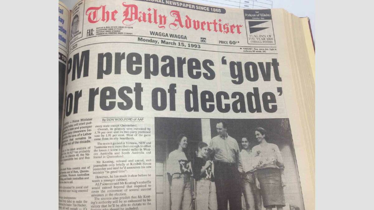The front page of The Daily Advertiser on March 15, 1993.