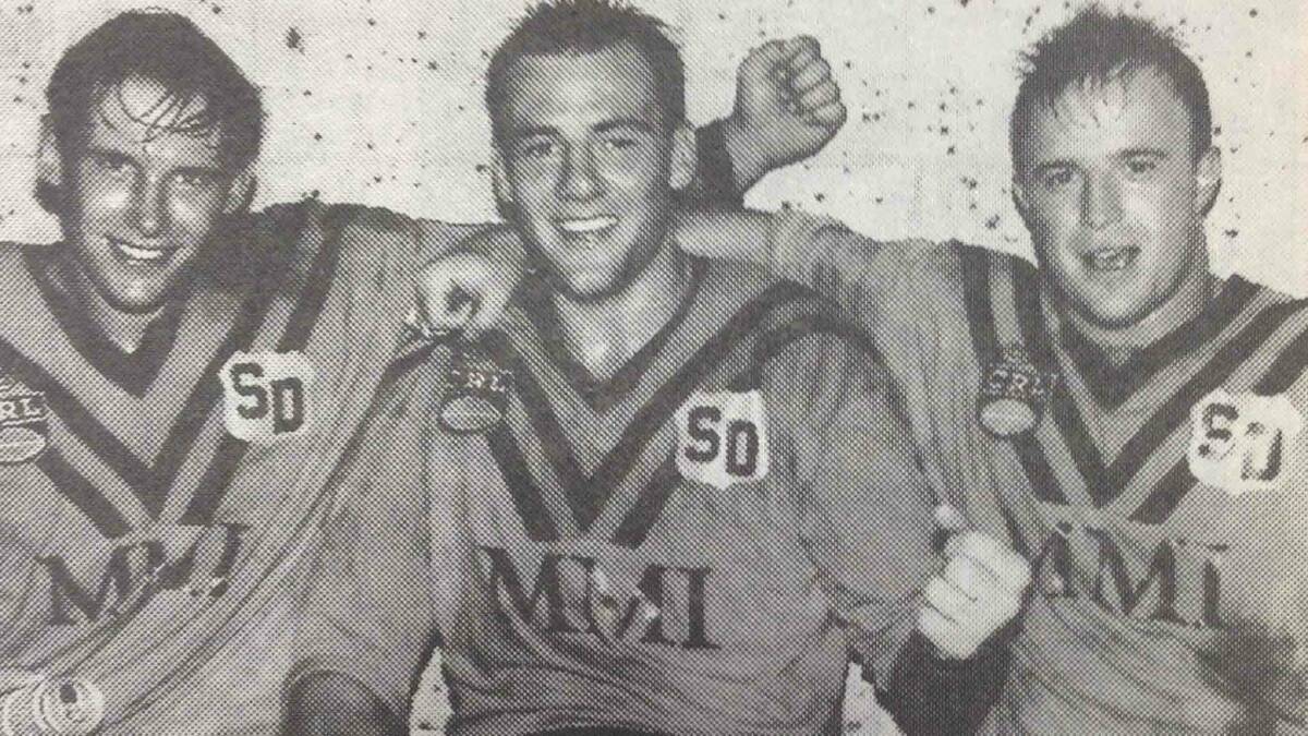 Southern Division players Dave Elliot, Dave Gallagher and Jason Whitfield have reason to look pleased in the dressing rooms of Centenary Field, Albion Park, after their side defeated Riverina 16-6.