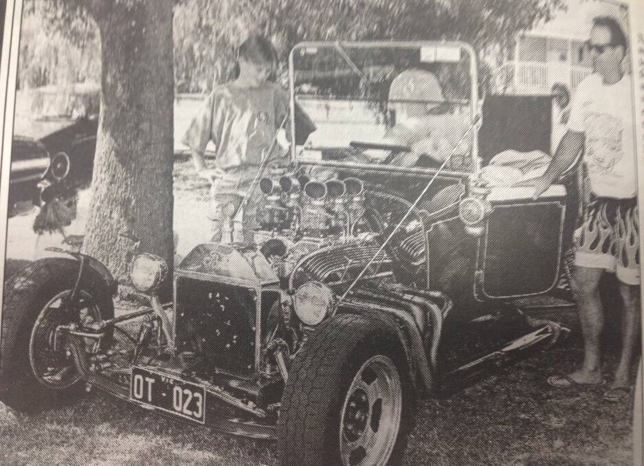 Admiring a 1923 Ford belonging to Joe Camilleri from Melbourne is Liam Harling, 14, from Lockhart.