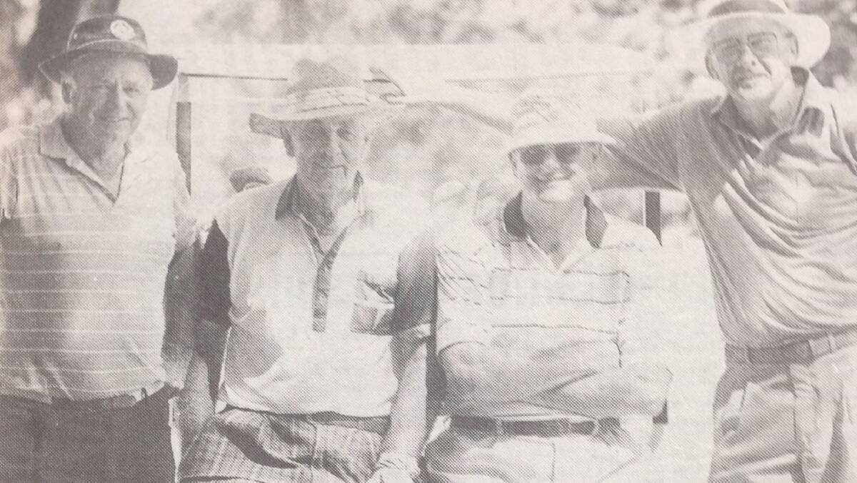 Ian Ray, Jock Davidson, Peter Hardy and Graham Lisle pictured at the 13th hole in the four-person ambrose at Wagga Country Club.