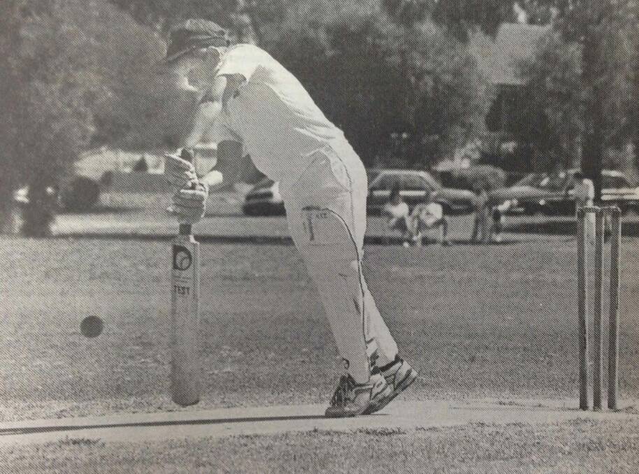 Andrew Friedlieb from Henschke plays forward defensively against Mount Austin in a Wagga Primary Schools Cricket Association match.