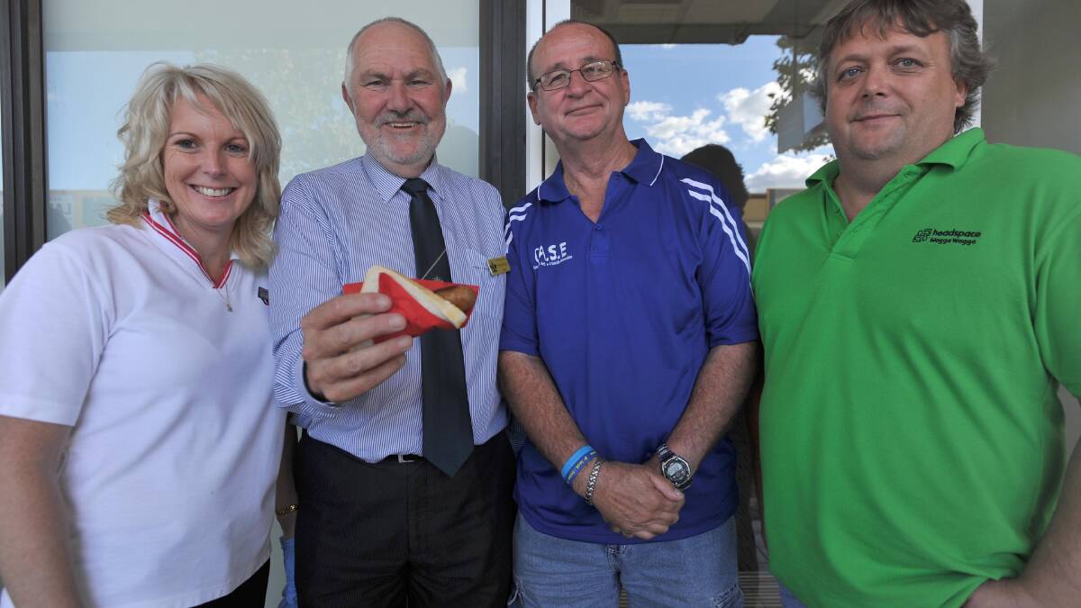 Christine Fealy, Wagga mayor Rod Kendall, Headspace Wagga manager Shane Thomas and CASE organiser Ken Hakin. Picture: Laura Hardwick