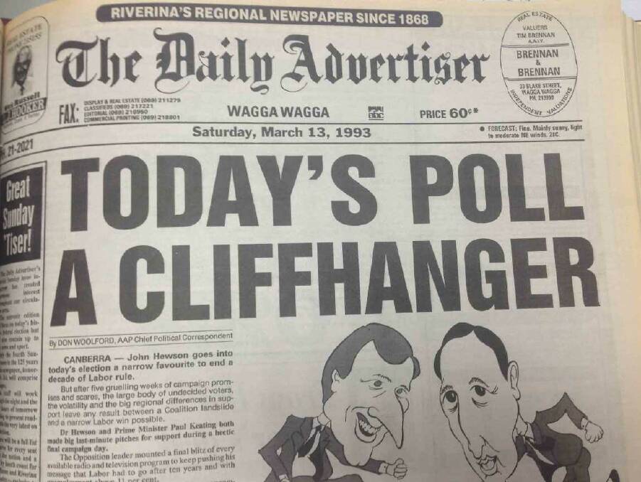 The front page of The Daily Advertiser on March 13, 1993.