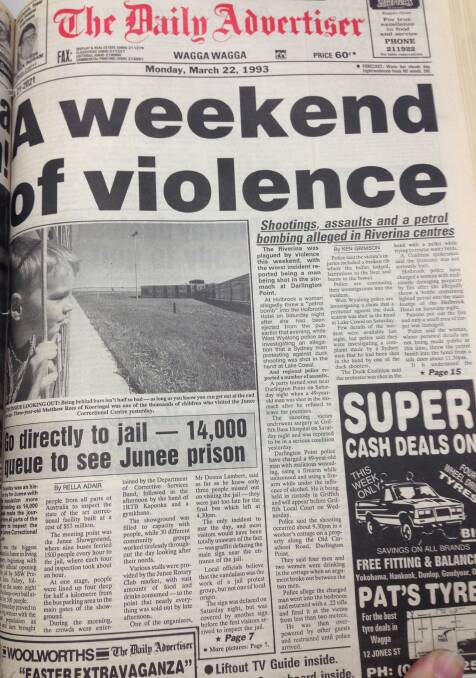 The front page of The Daily Advertiser on March 22, 1993.