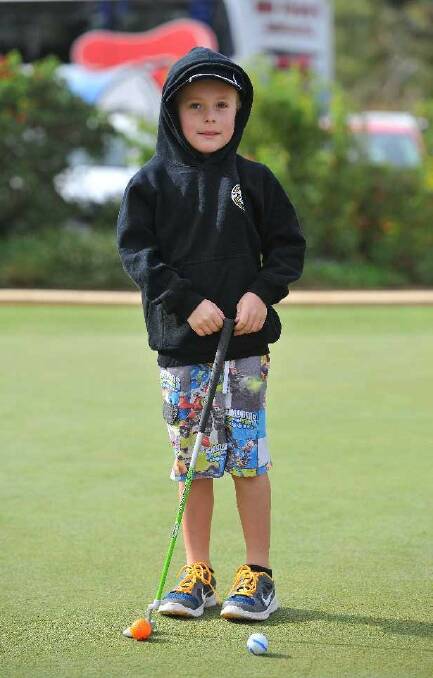 Jesse Barac, 6, is a regular Sunday junior player at the Wagga Country Club. Picture: Kieren L Tilly