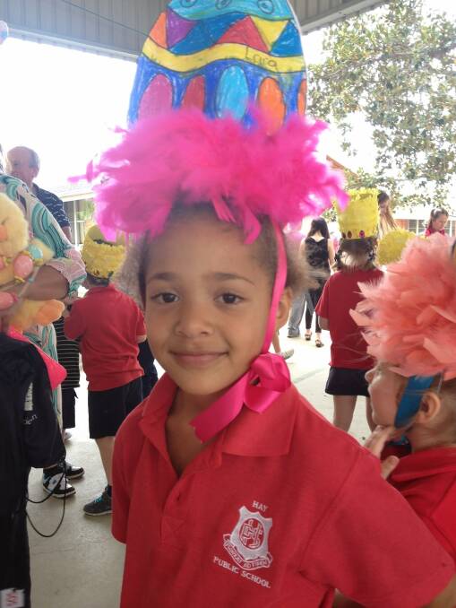 Lara Bush at her first Easter hat parade for Hay Public School.
