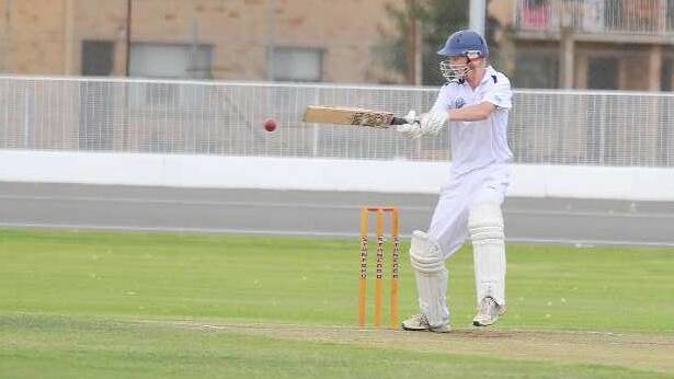 Dan Baker bats for St Michaels in the semi-final game between Lake Albert and St Michaels. Picture: Kieren L Tilly