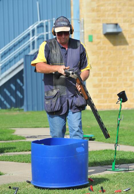 Clive Foster from West Wyalong competes at the National Trap Championships at the National Shooting Ground in Wagga. Picture: /Daily Advertiser