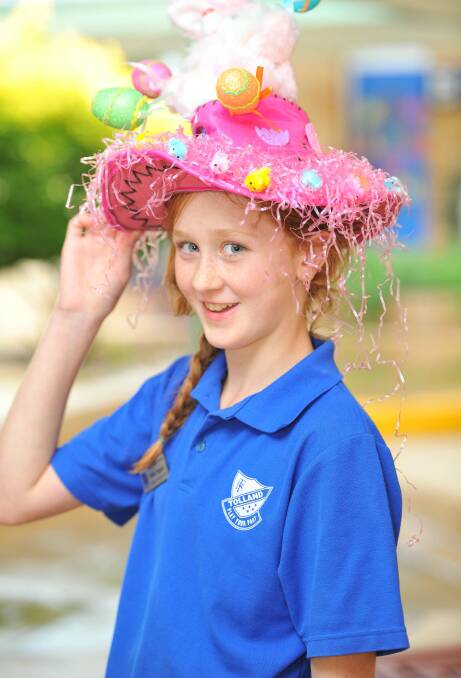 Talia Nugent, 11, at the Tolland Public School Easter hat parade. Picture: Kieren L Tilly