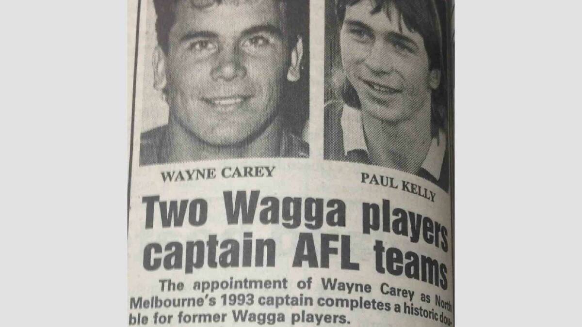 Wayne Carey was appointed captain of North Melbourne, not long after Paul Kelly was named captain of the Sydney Swans.