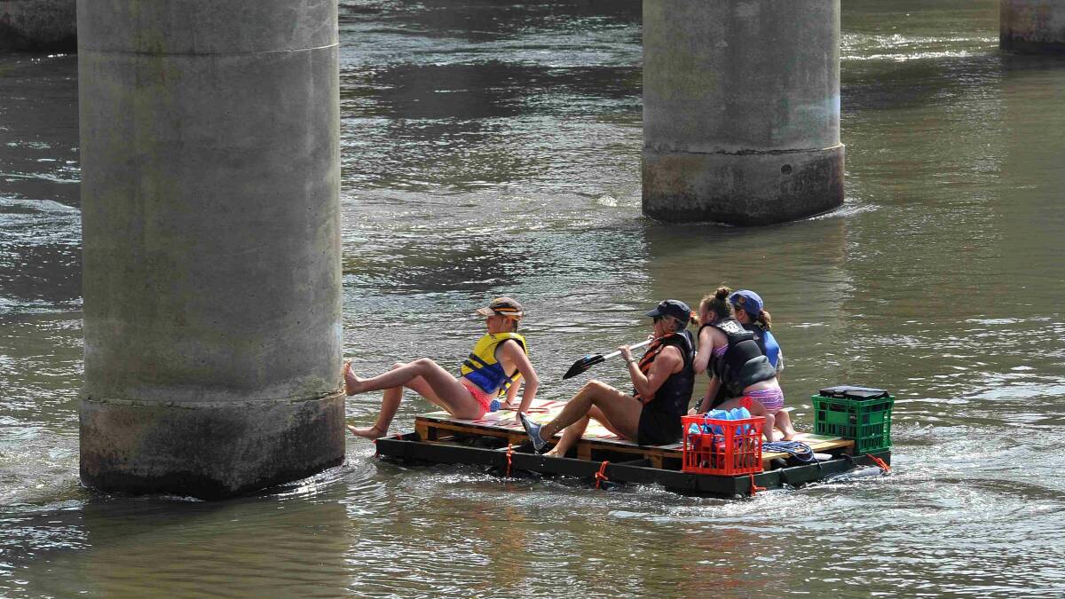 Eliza Smith, 12, Molly Matthews, 11, Jodie Matthews and Mandy Wilcox have a close call. Picture: Michael Frogley