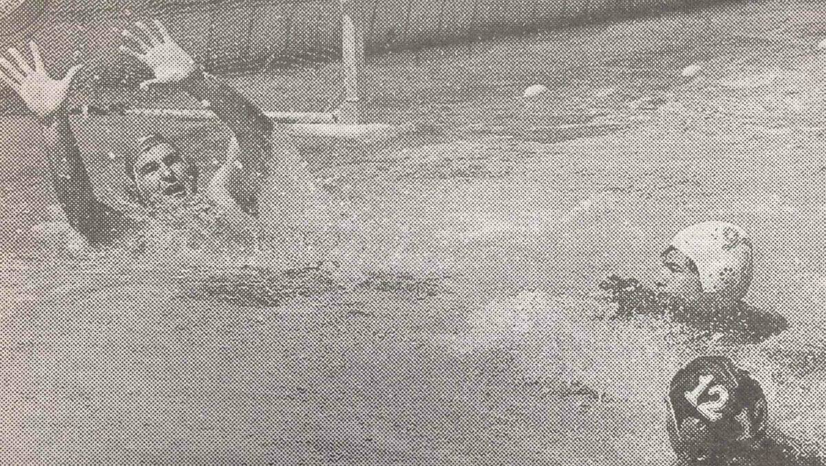David Berry (9) fires a pass through Kooringal goalkeeper Andrew Hunter.
