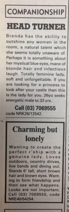 Personal ads in 1993.