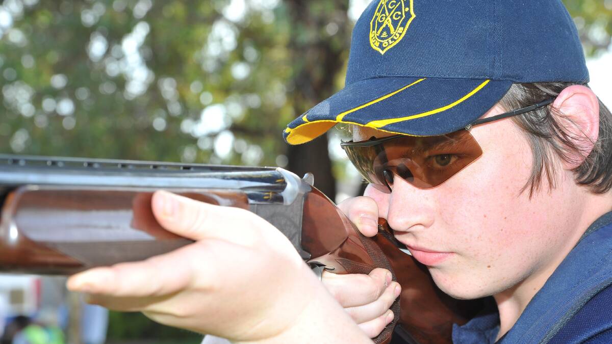 Jack Vallance, 17, from Geelong competes at his first National Trap Championships at the National Shooting Ground in Wagga. Picture: /Daily Advertiser