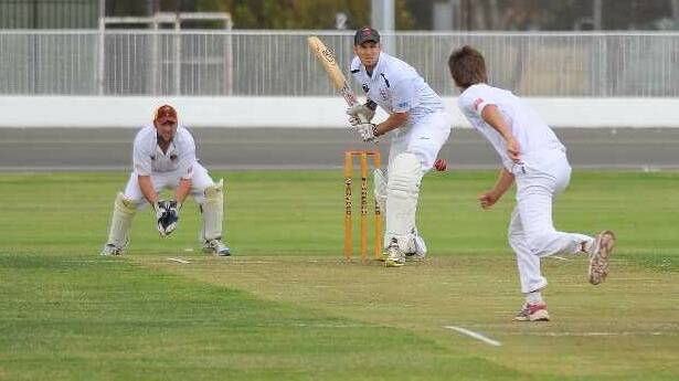 Jason Halls wait at the wicket as Sean Gaynor sends one down to St Michaels batsman James Elliott. Picture: Kieren L Tilly