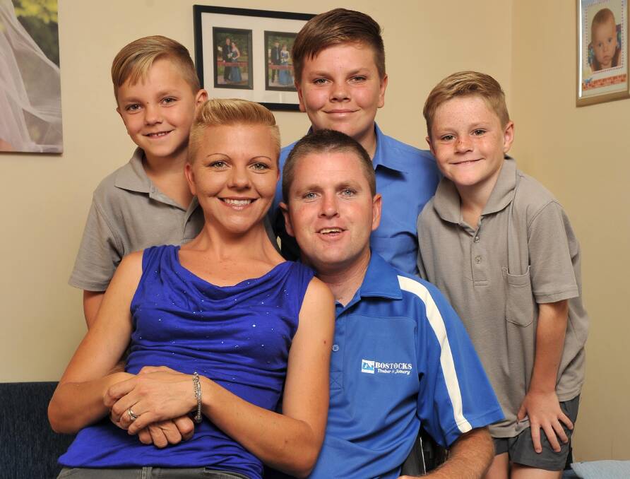 Andrew Maher with his wife Kelly and sons Billy, 7, Max, 13, and Jimmy, 7. Picture: Michael Frogley