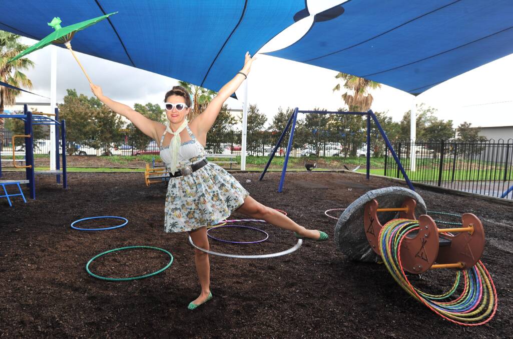 Heidia Hillier in the hula  hoop workshop at the Our Sounds Beach Party, part of the Wagga Youth Week celebrations. Picture: Laura Hardwick