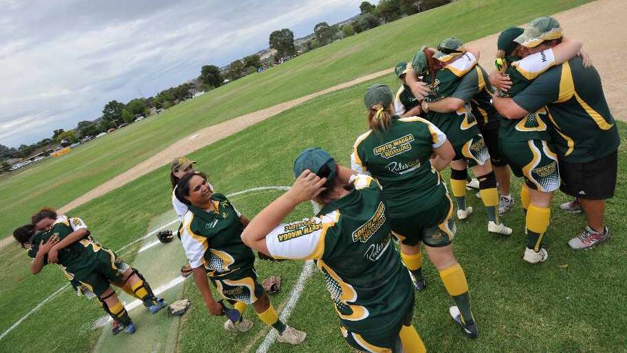 A GRADE: The South Wagga team celebrates winning the grand final against Turvey Park. Picture: Michael Frogley