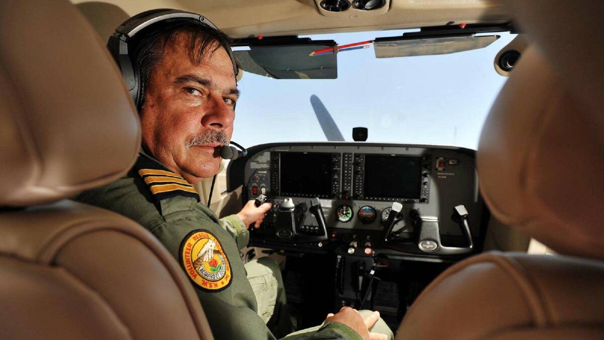 Graham Williams, squadron leader with the Australian Civil Air Patrol, takes part in a VRA exercise over the Riverina. Picture: Alastair Brook