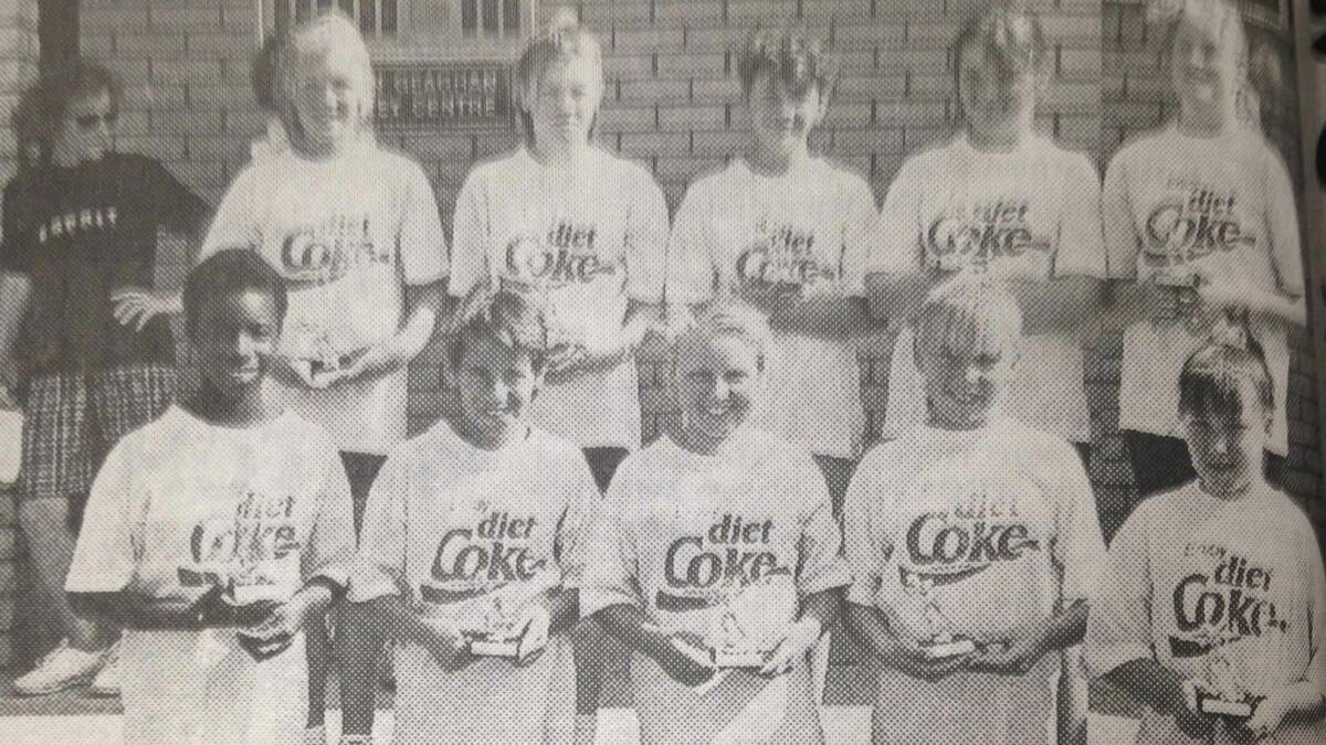 Diet Coke - premiers of the 11-12 years girls touch competition - are Kylie Gwyther, Belinda O'Rourke, Yvonne McKeown, Sara Gorham, Leigh Tippler, Ginette Omankoy, Jacqui Walmsley, Amy Upfield, Allison Landen and Kelly Grist.