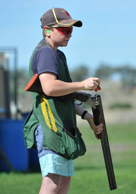Tom Hetherington, 16, from South Australia competes at the National Trap Championships at the National Shooting Ground in Wagga. Picture: /Daily Advertiser