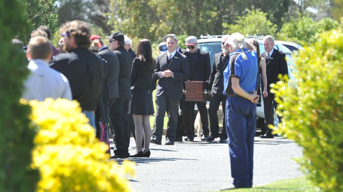Mourners packed Wagga's Crematorium Chapel to farewell 24-year-old Scott Fisher, who died while riding his motorbike in the Bago State Forest near Tumbarumba last weekend. Picture: Michael Frogley