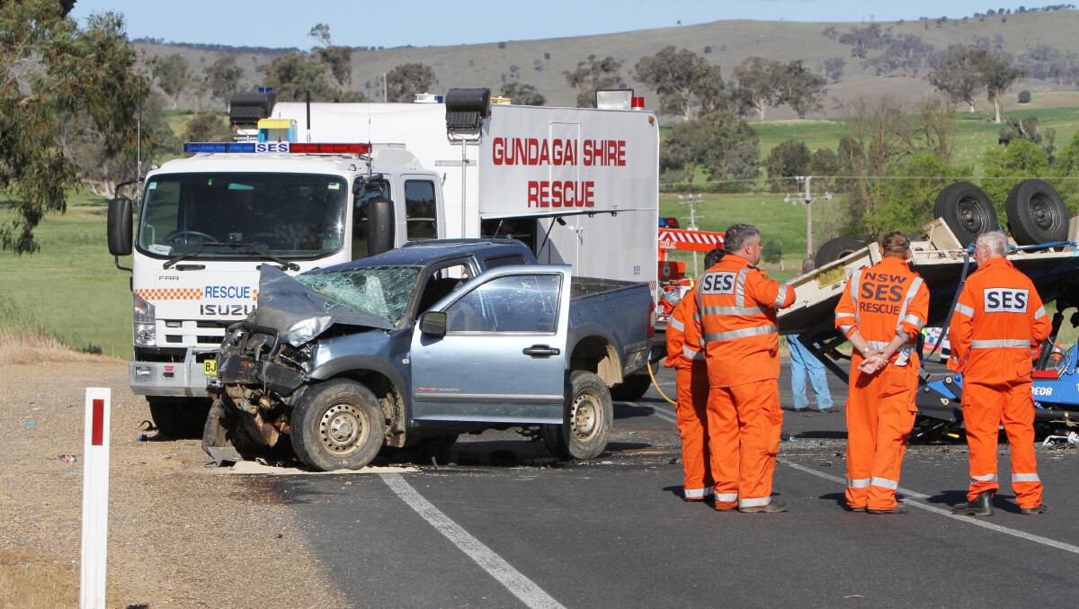 A man was killed and two others injured in a horror head-on crash near Coolac on Wednesday. Picture: Kieren L Tilly