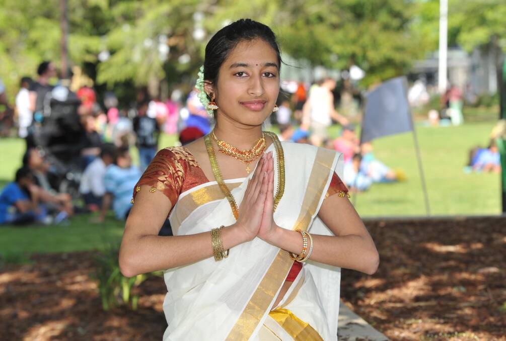 Jeeva Joycutty before performing a traditional dance at the FUSION14 multicultural festival. Picture: Laura Hardwick