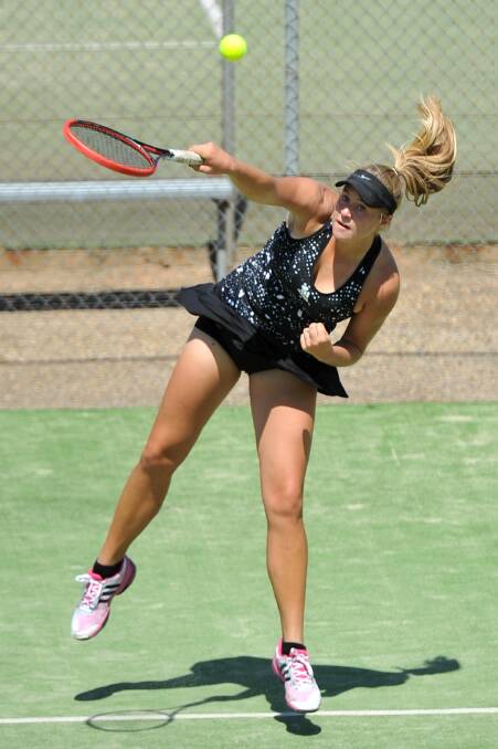 SERVING IT UP: Wagga teenager Kaitlin Staines is the women's top seed during the Australia Day Open at the Jim Elphick Tennis Centre this long weekend.