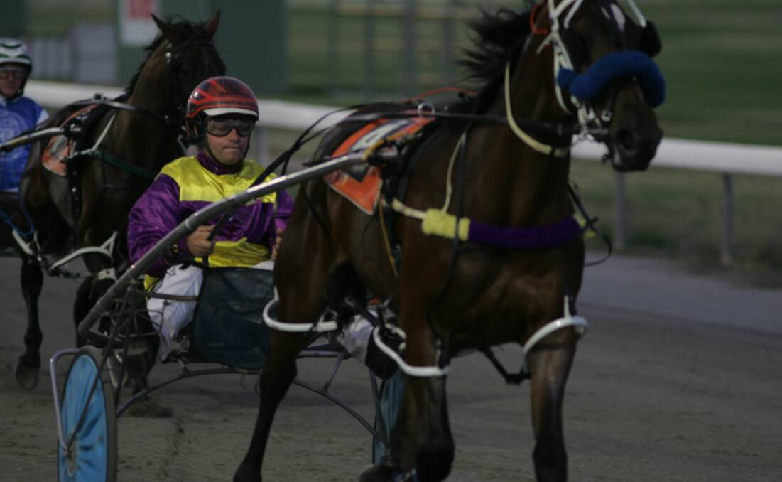Sydney reinsman Michael Muscat warming up Smiling Spirit for the MIA Breeders Plate final two years ago.