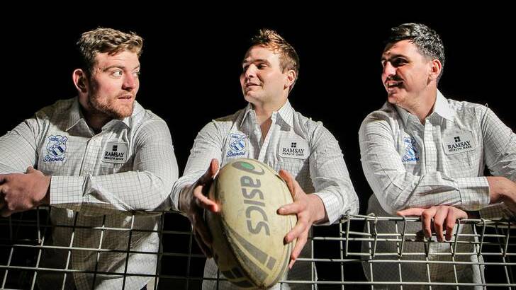 NEW ADVENTURE: Englishman Tom Wilmore (centre) with compatriots Arran MacDougall (left) and Brandon Lewsey are preparing for the preliminary grand final against Waratahs.
