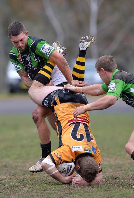 Country Rugby League inquired into this tackle by Albury's Adam Coote and Ben Jeffery on Gundagai's Jake Smart on Sunday.