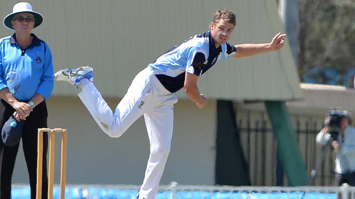 GAME FACE: Luke Gerhard sends down a ball in South Wagga's win to open the Wagga cricket season.