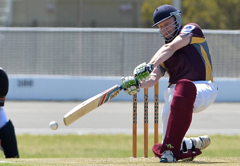 EYES ON THE PRIZE: Lake Albert's Kurt Robertson looks to connect to a ball in the Bulls loss to Wagga RSL on Saturday.