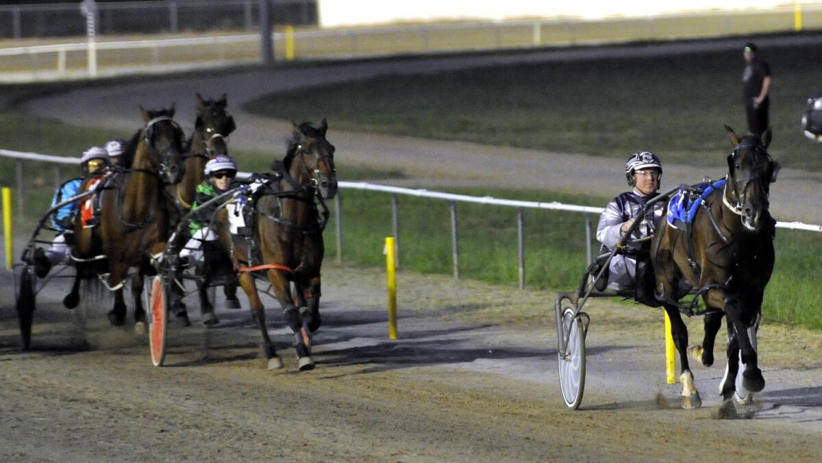 AT IT AGAIN: After a big win at Junee on Sunday, Sporty Spook set a new three-year-old track record at Leeton leaving trainer David Kennedy to weigh up his trip to Melton tomorrow night for a Victoria Derby heat.