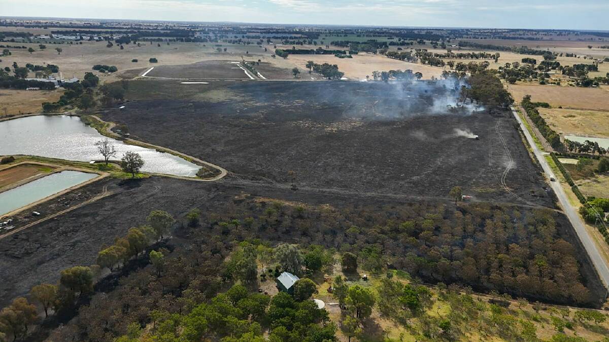 An aerial image posted on social media of the Corowa fire by Facebook user Jess Payne. Picture supplied