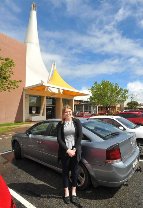 Middle of the road: Matra Pavillion front of house leader Laura Harley is thrilled with new parking in the middle of Kincaid Street. Picture: Kieren L Tilly