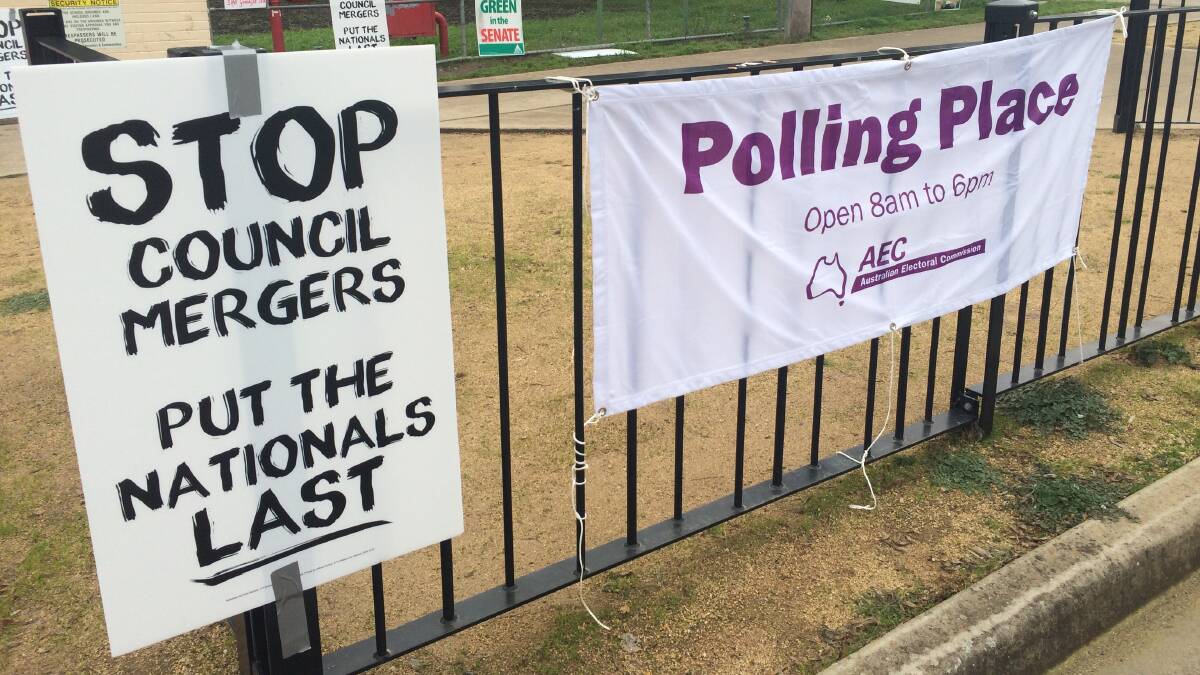A sign outside Gundagai's largest polling booth.