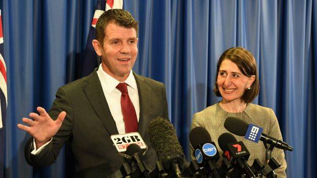 "Opportunity for further infrastructure": Mike Baird and Gladys Berejiklian at the Ausgrid announcement.  Photo: Peter Rae