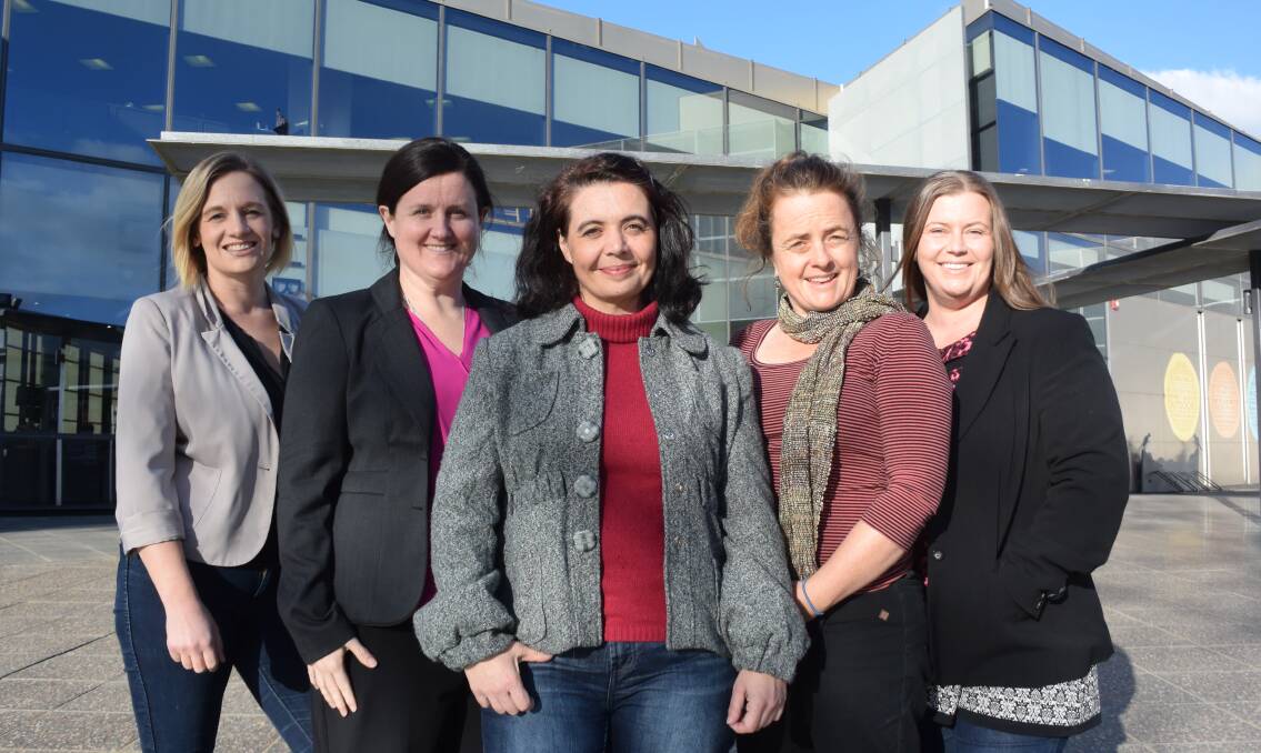 LEADING LADIES: Wagga Women's Alliance candidates Jenni Campbell, Bianca Miller, Andreia Schineanu, Kerri Miller and Atlanta Hall aren't running "just because" they're females. 