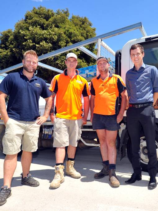 LABOUR OF LOVE: Founders of Wagga Community Blitz Dane Smith, Lance Carr, Blair Merlehan and Charles Talbot will begin work on a flooded home. Picture: Kieren L.Tilly