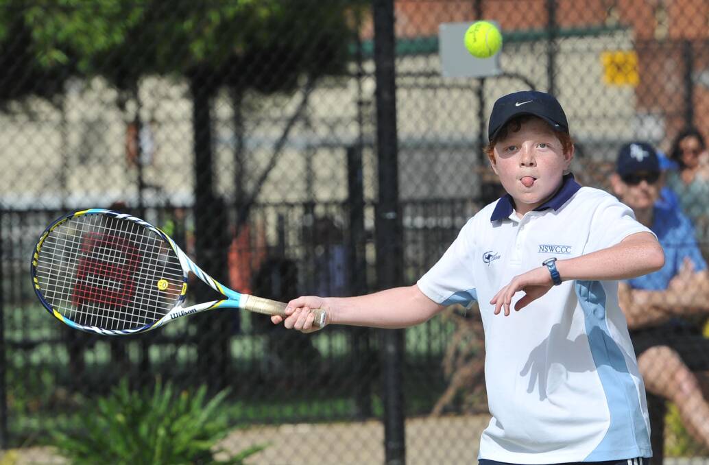 FIERCE COMPETITOR: Harris Mitter lines up a powerful forehand at the Jim Elphick Tennis Centre. Picture: Laura Hardwick