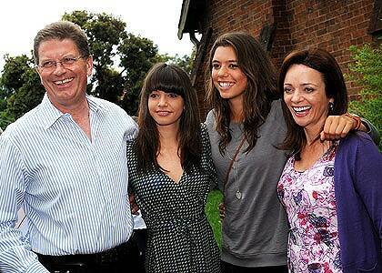 Liberal leader Ted Baillieu with his wife Robyn and daughters Martha and Eleanor arriving to vote in Hawthorn yesterday.