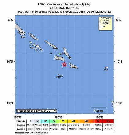 Earthquake off Solomon Islands ... no tsunami affecting the Pacific region is expected.